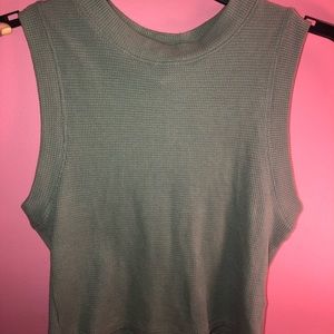 Green, high neck tank top, waffle knit forever 21